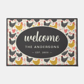 Bauernhof Hühnermuster Familienname Fußmatte (Vorderseite)