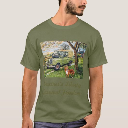 "Bauernhof" im altem Stil Land Rover T-Shirt (Vorderseite)
