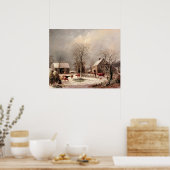 Bauernhof im Winter Gemälde von George Durrie Poster (Küche)