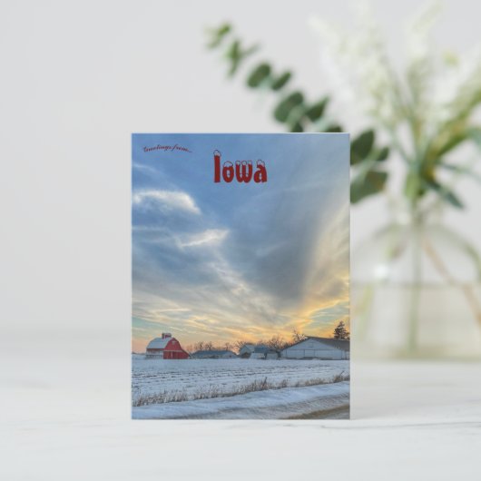 Bauernhof im Winter im Johnson-Landkreis Iowa Postkarte (Stehend Vorderseite)