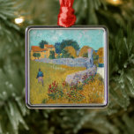 Bauernhof in der Provence | Vincent van Gogh Ornament Aus Metall<br><div class="desc">Bauernhaus in Provence (1888) von dem niederländischen Postimpressionisten Vincent Van Gogh. Originelles Kunstwerk ist ein Ölgemälde auf der Leinwand,  das in lebhaften goldenen Gelben und Aqua-Blautönen gemalt wird. Verwenden Sie die Entwurfstools,  um einen benutzerdefinierten Text hinzuzufügen oder das Bild zu personalisieren.</div>
