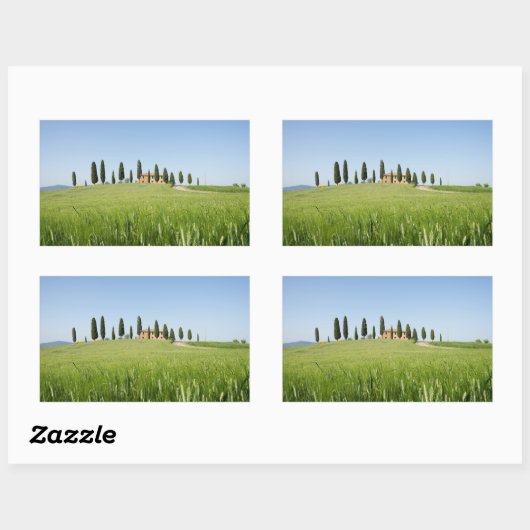 Bauernhof in der Toskana, rechteckiger Aufkleber (Blatt)