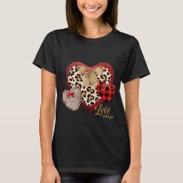 Bauernhof Inspiriert Hearts Kariert Cheetah Burlap T-Shirt