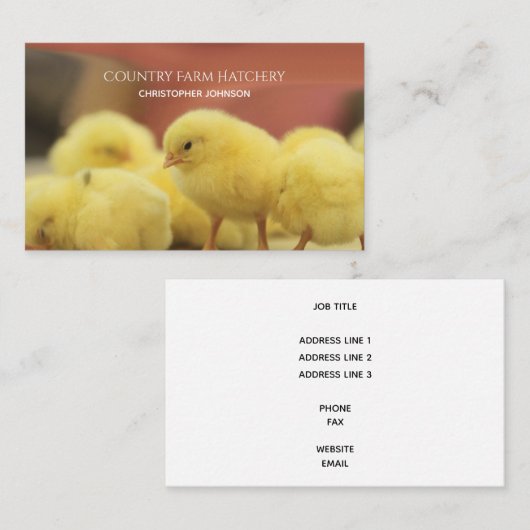 Bauernhof-junger Huhn-Ei-Brutplatz personalisiert Visitenkarte (Vorne/Hinten)