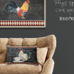 Bauernhof Kaffeeküche Rooster Chalk Red Black Lendenkissen<br><div class="desc">Ein weißer Hahn mit schwarzem Schwanz wurde in Aquarellfarben gemalt und kombiniert mit Skriptkalligraphie,  Handschrift und Kaffeennamen in Typografie-Ephemerien auf antikem Chalkboard-Hintergrund. Dieses lustige und charmante Kunstwerk wurde von Audrey Jeanne Roberts,  einem international anerkannten Künstler und Designer,  gemalt und grafisch gestaltet. Urheberrecht.</div>