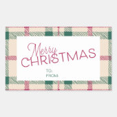 Bauernhof Kariert frohe Weihnachten bis/vom Gesche Rechteckiger Aufkleber (Vorderseite)