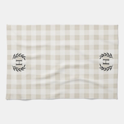 Bauernhof Kariert Laurel Monogram Geschirrtuch (Horizontal)