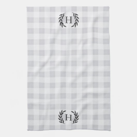 Bauernhof Kariert Laurel Monogram Geschirrtuch (Vertikal)