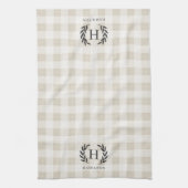 Bauernhof Kariert Laurel Monogram & Name Geschirrtuch (Vertikal)