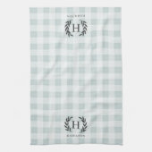 Bauernhof Kariert Laurel Monogram & Name Geschirrtuch (Vertikal)