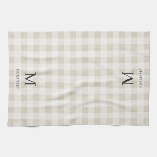 Bauernhof Kariert Monogramm und Name Geschirrtuch (Horizontal)