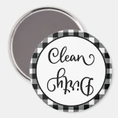 Bauernhof Kariert Schwarz-weiß sauber Geschirrspül Magnet (Vorderseite/Rückseite)