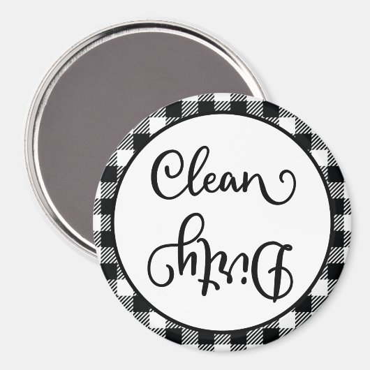 Bauernhof Kariert Schwarz-weiß sauber Geschirrspül Magnet (Vorderseite/Rückseite)