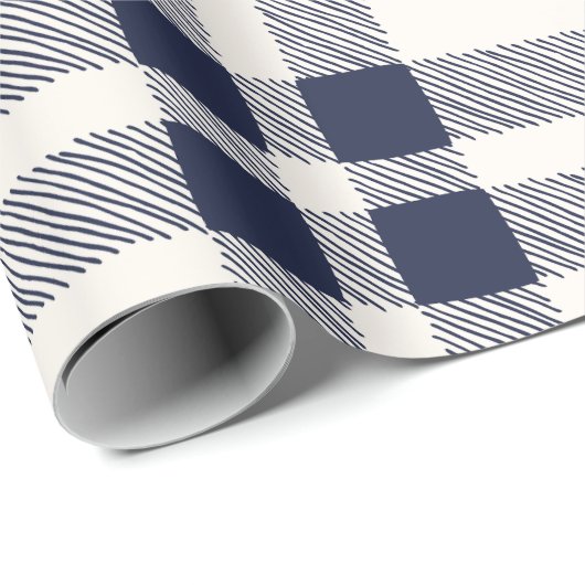 Bauernhof karierte Marine aus weißem Handgepanzert Geschenkpapier (Rolleneckpunkt)