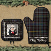 Bauernhof Kariertes Foto Ofenhandschuh & Topflappen-Set