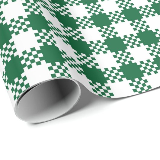 Bauernhof kariertes, grünes, rustikales Büffelmust Geschenkpapier (Rolleneckpunkt)