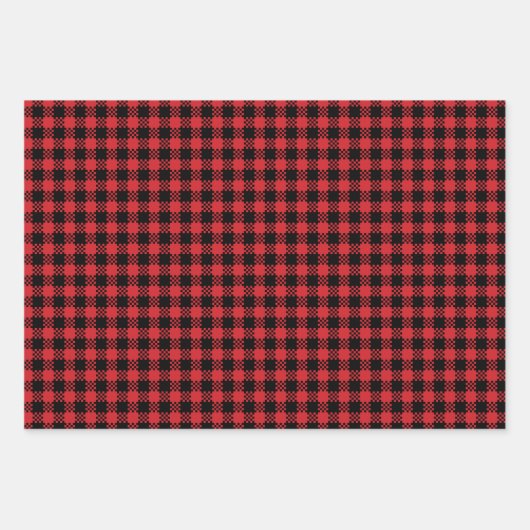 Bauernhof kariertes rotes, rustikales Büffelmuster Geschenkpapier Set (Vorderseite 3)