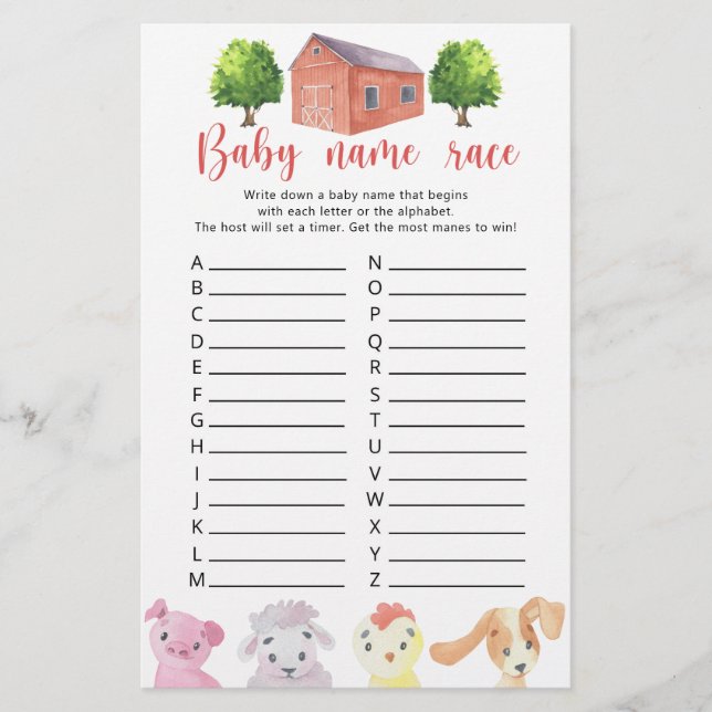 Bauernhof - Kindernamensspiel (Vorderseite)