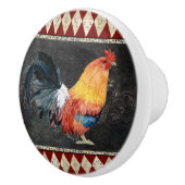 Bauernhof Küche Rooster Red Gold Blue Chalkboard Keramikknauf (Rechts)