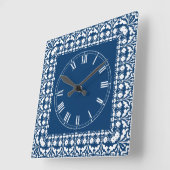 Bauernhof-Land-blaue und weiße elegante Küchen-Uhr Quadratische Wanduhr (Winkel)