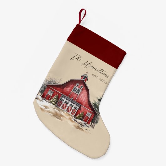 Bauernhof Land Custom Kleiner Weihnachtsstrumpf (Vorderansicht (hängend))