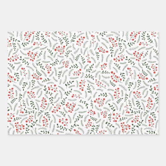Bauernhof Land rot-weiß-grün Laub Muster Geschenkpapier Set (Vorderseite 2)