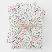 Bauernhof Land rot-weiß-grün Laub Muster Geschenkpapier Set (Beispiel)