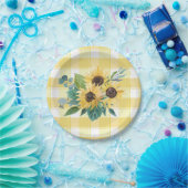 Bauernhof Land Sonnenblumen Gelbe Karos Pappteller (Party)