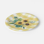 Bauernhof Land Sonnenblumen Gelbe Karos Pappteller (Schrägansicht)