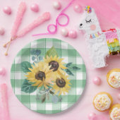 Bauernhof Land Sonnenblumen Grüne Karos Pappteller (Party)