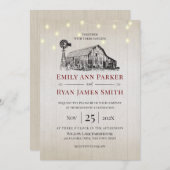 Bauernhof Land Stall Sketch und String Lights Einladung (Vorne/Hinten)