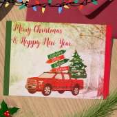 Bauernhof Land Vintager roter Lkw Weihnachten