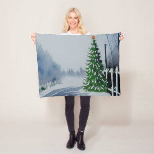 Bauernhof Land Weihnachten Farbe Fleecedecke