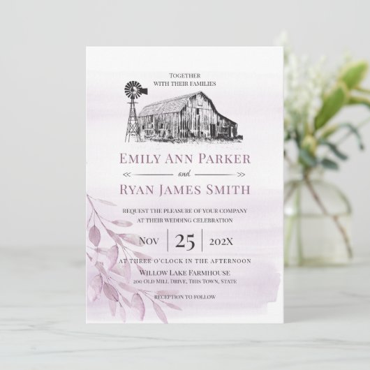 Bauernhof Landhausskizze Einladung (Stehend Vorderseite)