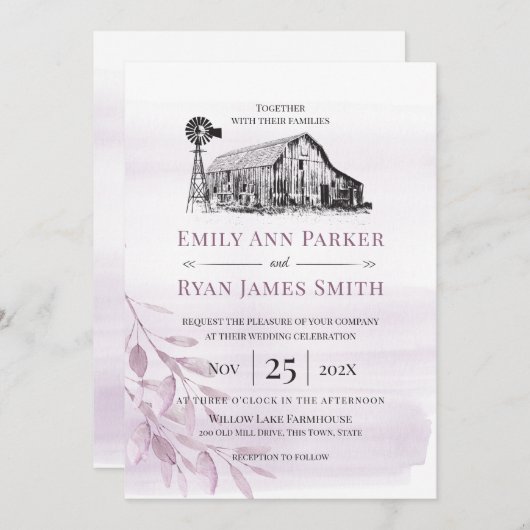 Bauernhof Landhausskizze Einladung (Vorne/Hinten)