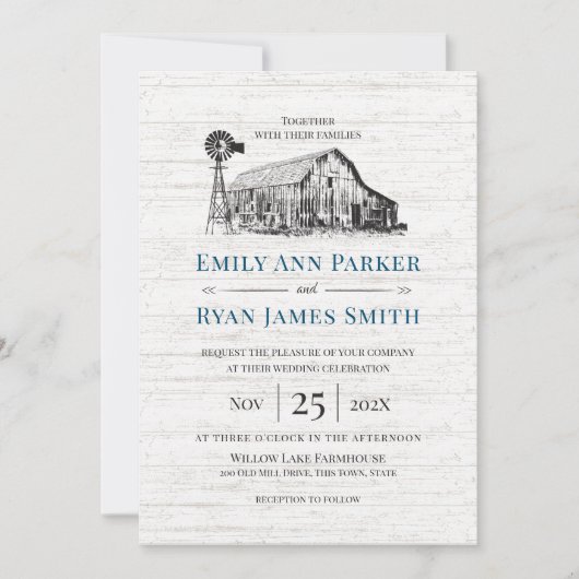 Bauernhof Landhausskizze Einladung (Vorderseite)