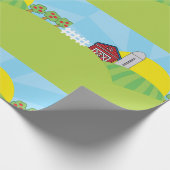 Bauernhof Landschaft Rote Scheune Silo Apfelbäume Geschenkpapier (Ecke)