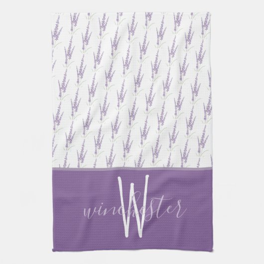 Bauernhof Lavendel Blume Individuelle Name Monogra Geschirrtuch (Vertikal)