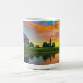 Bauernhof Lila Dachteich bei Sonnenaufgang Kaffeetasse (Mittel)