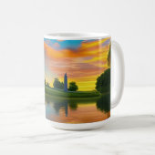 Bauernhof Lila Dachteich bei Sonnenaufgang Kaffeetasse (VorderseiteRechts)