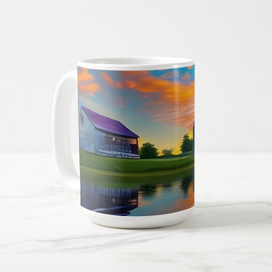 Bauernhof Lila Dachteich bei Sonnenaufgang Kaffeetasse (Vorderseite Links)