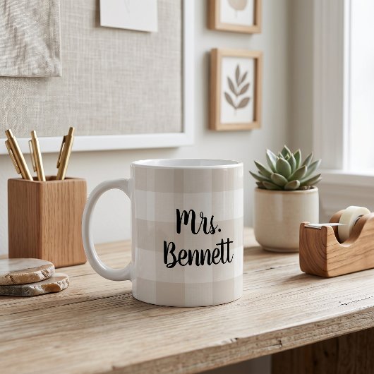 Bauernhof Linen Buffalo Karo Mrs. Monogram Kaffeetasse