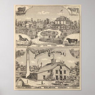 Bauernhof mit Aussicht auf den See in Südburlingto Poster