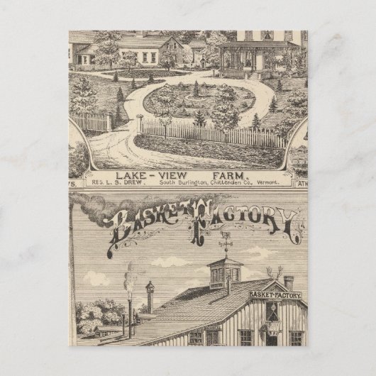 Bauernhof mit Aussicht auf den See in Südburlingto Postkarte (Vorderseite)