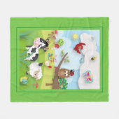 Bauernhof mit Blick auf Niedliche Tiere auf Grün Fleecedecke (Vorderseite (Horizontal))