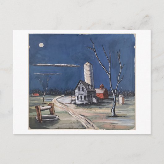 Bauernhof mit Mondlichtmalerei Postkarte (Vorderseite)