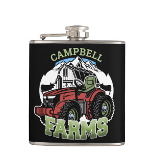 Bauernhof mit Namen Land NAME Barn Traktor Farmer Flachmann