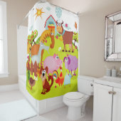 Bauernhof mit Pferd, Schwein, Schafe, Rumpf, Ziege Duschvorhang (Beispiel)