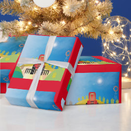 Bauernhof mit rotem TraktorWrapping Paper Geschenkpapier