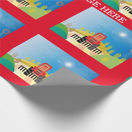 Bauernhof mit rotem     TraktorWrapping Paper Geschenkpapier (Ecke)